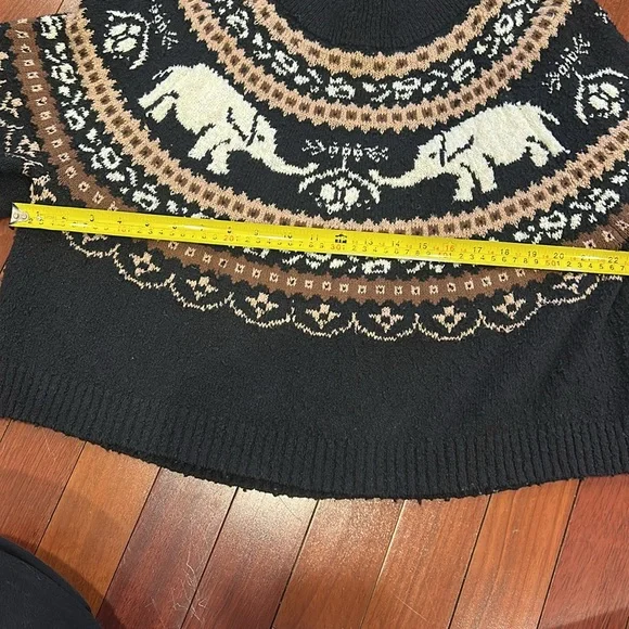 Nellie fair Isle Free people elephant Black and Brown Sweater size S/P - Picture 10 of 10